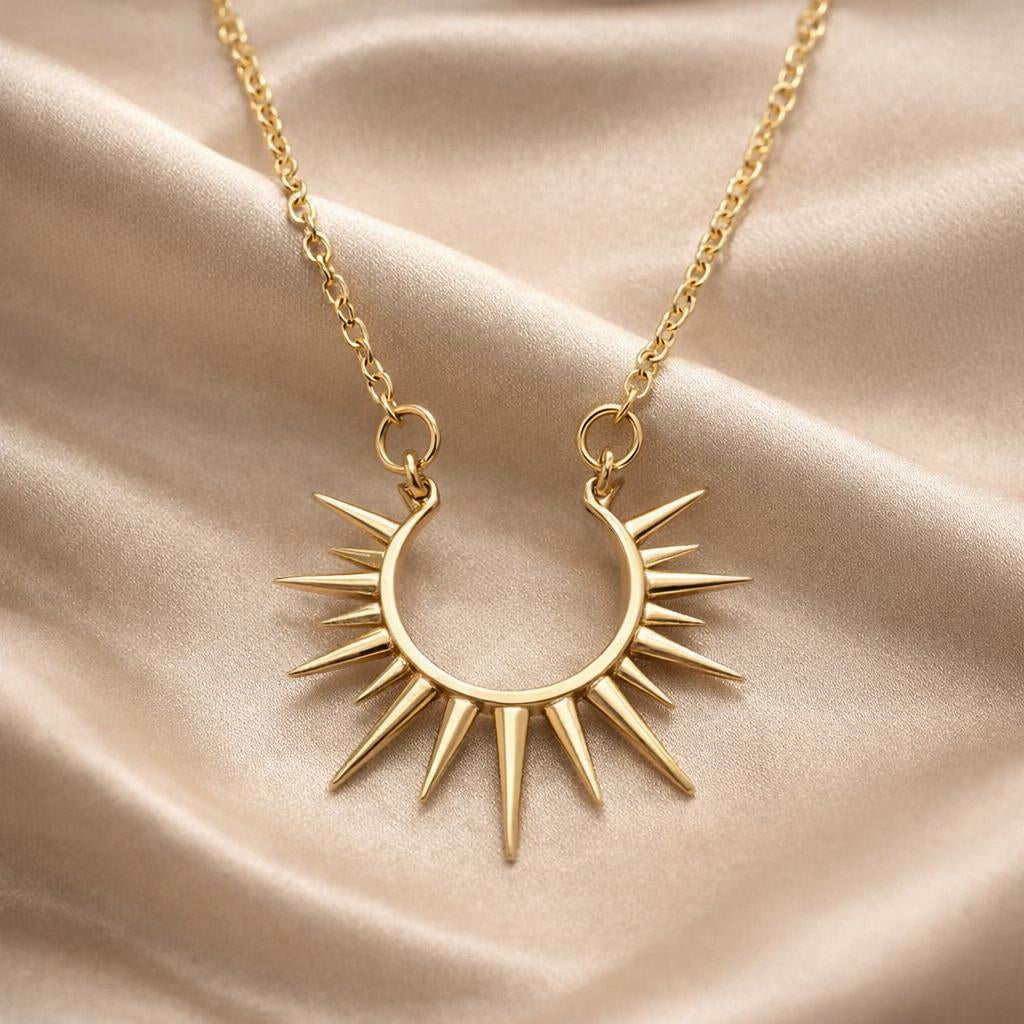 Colar com Pendente de Girassol em Ouro Branco