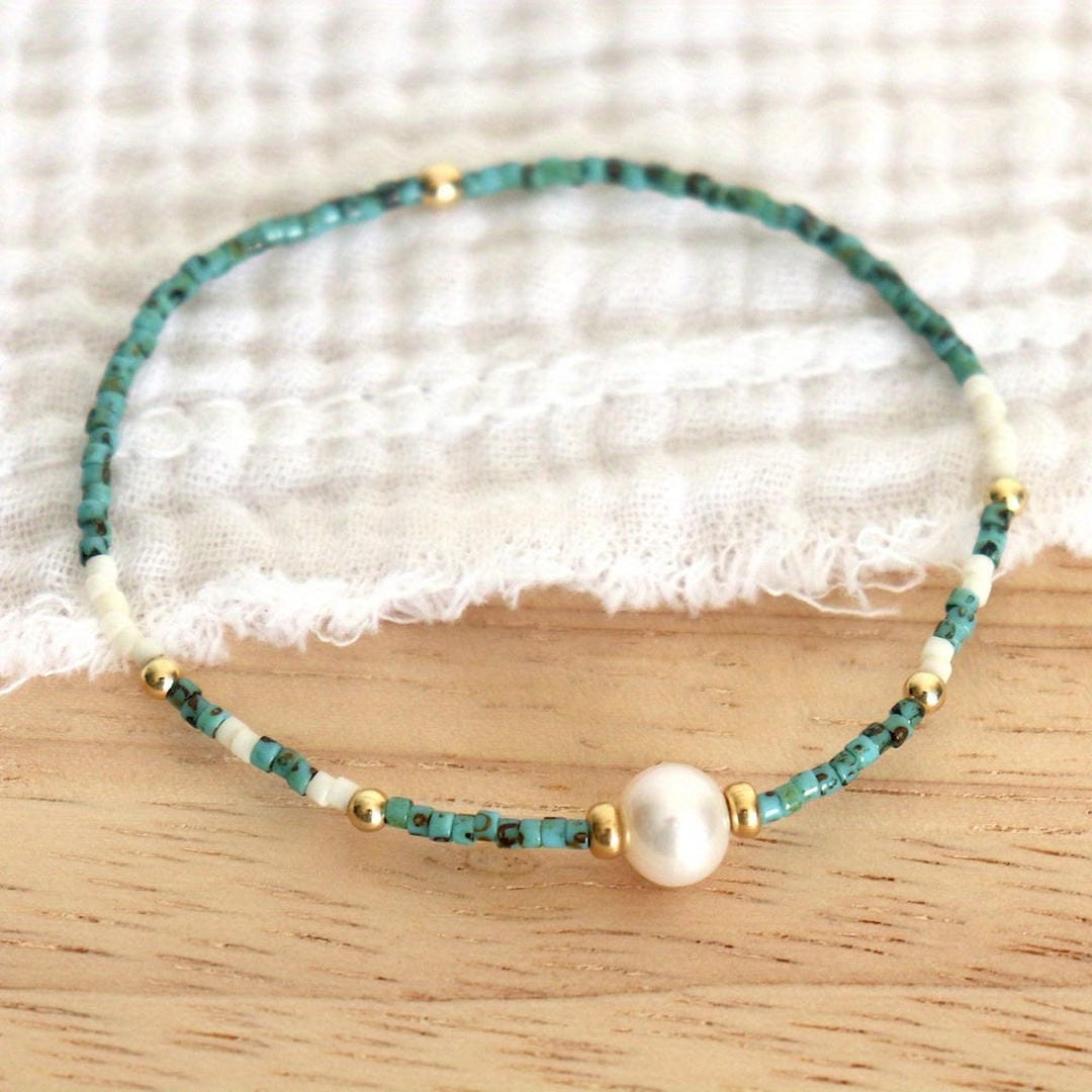 Pulseira de Pérolas do Litoral com Contas de Sementes