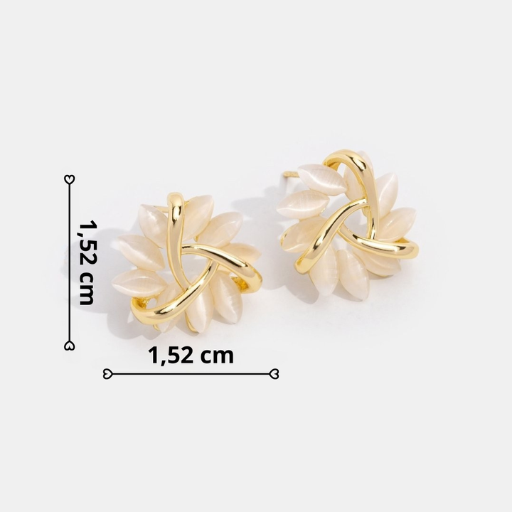 Brincos em Ouro com Flores de Opala