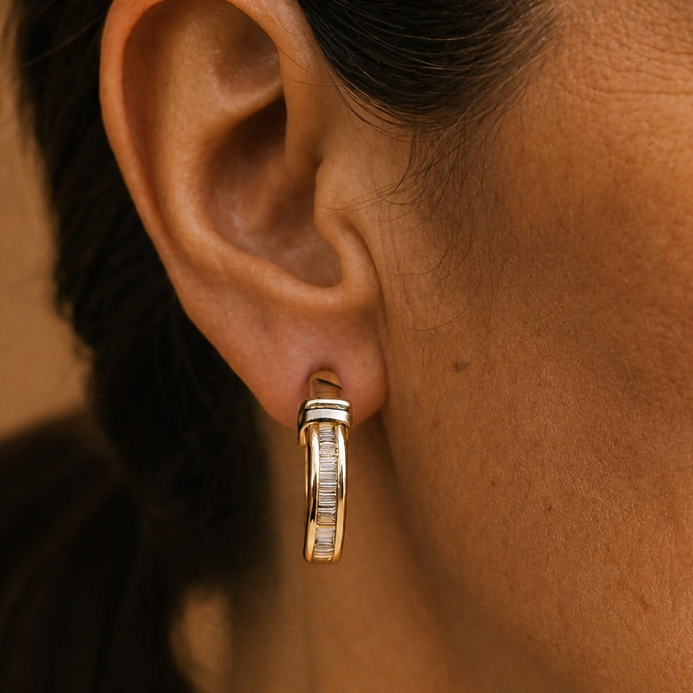 Brincos Vintage de Diamante e Ouro
