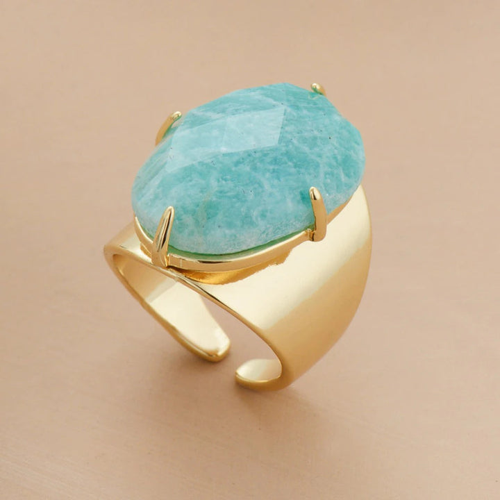 Anel Sofisticado de Amazonite Azul