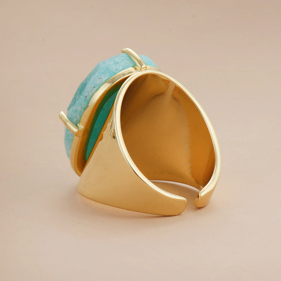 Anel Sofisticado de Amazonite Azul