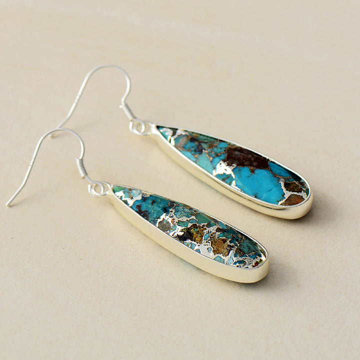 Brincos em Forma de Gota de Jaspe Turquesa Chic