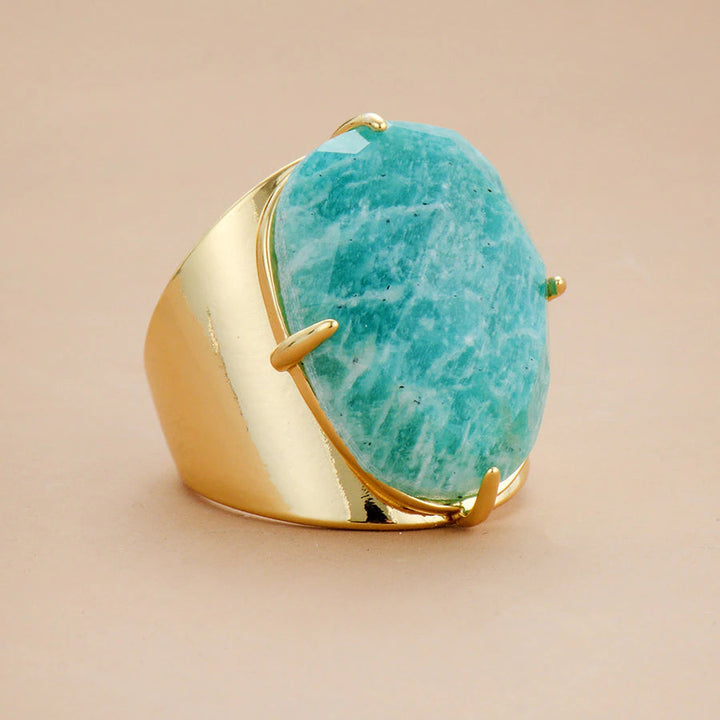 Anel Sofisticado de Amazonite Azul