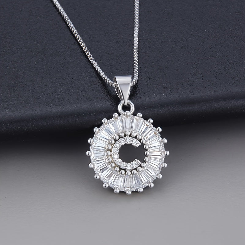 Colar de Zirconia com Letra Inicial em Ouro Branco