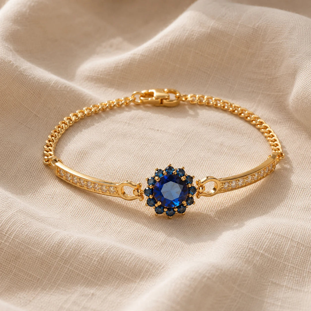 Pulseira Prestigiosa de Zircón Azul