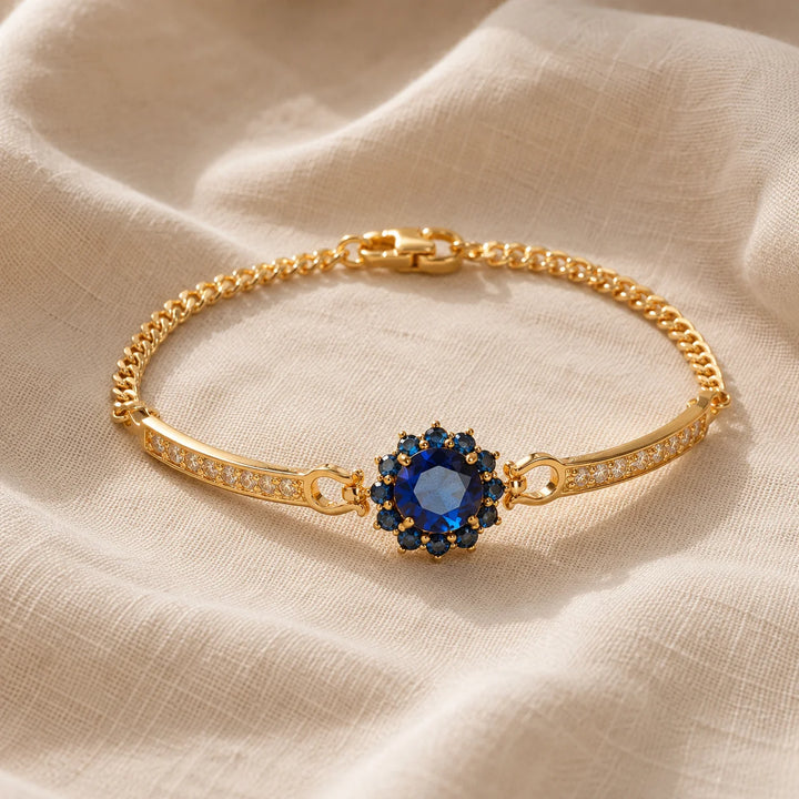 Pulseira Prestigiosa de Zircón Azul