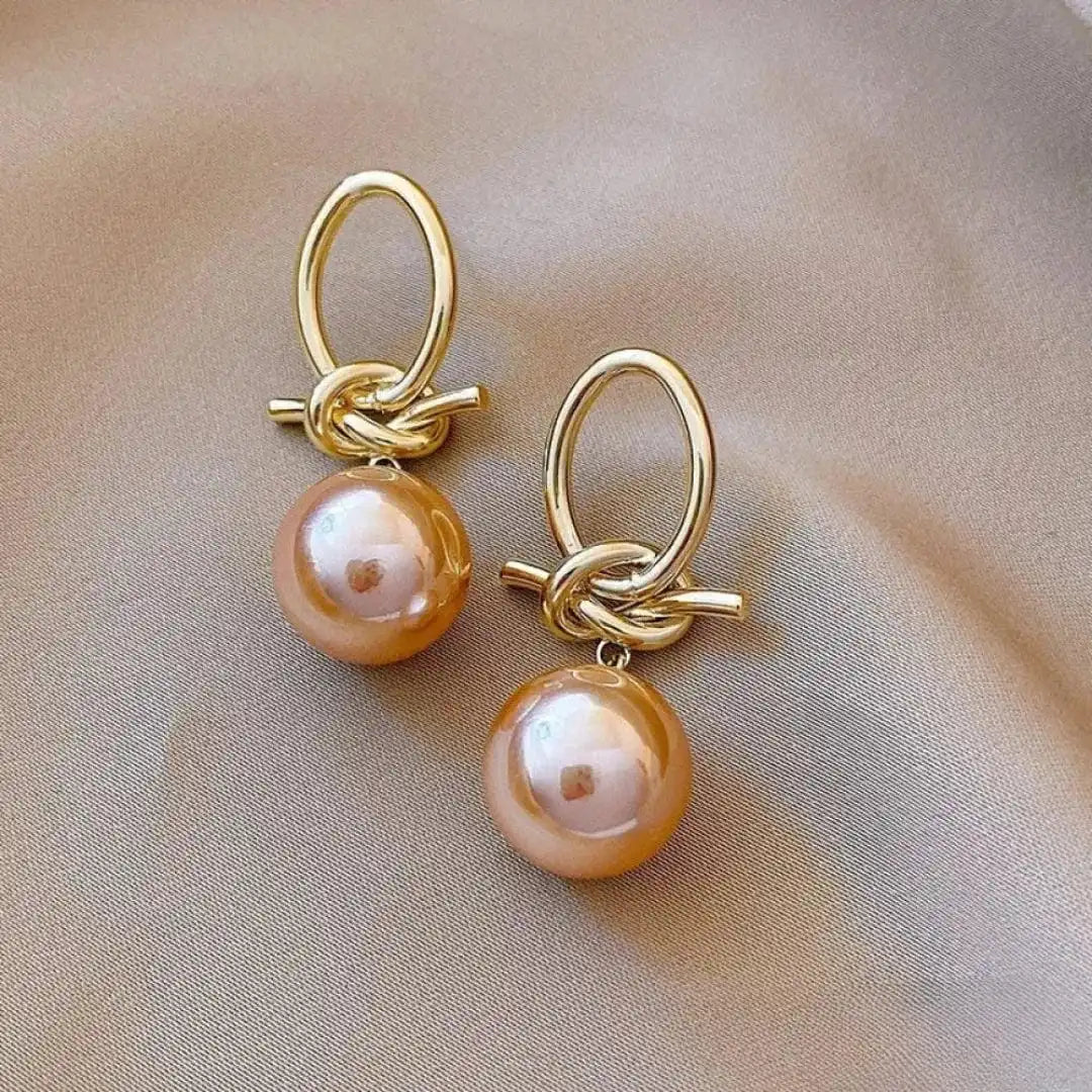 Brincos Elegantes de Pérola Rosa