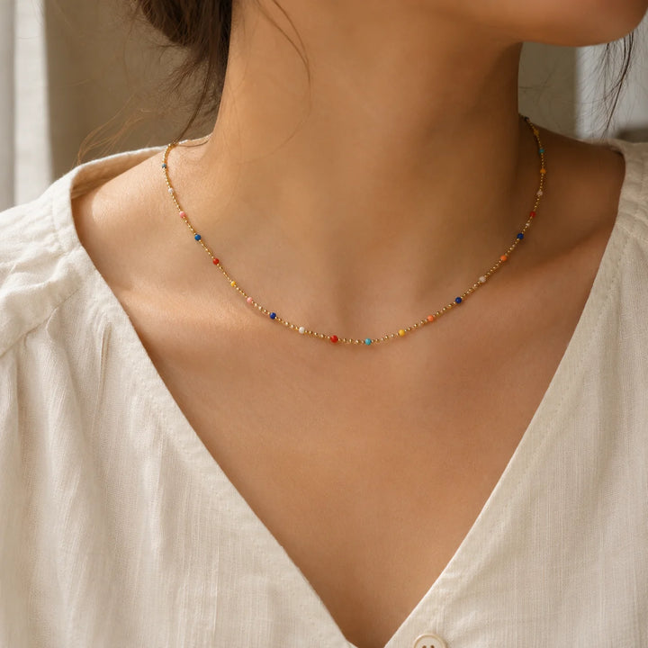 Colar Choker Delicado Colorido