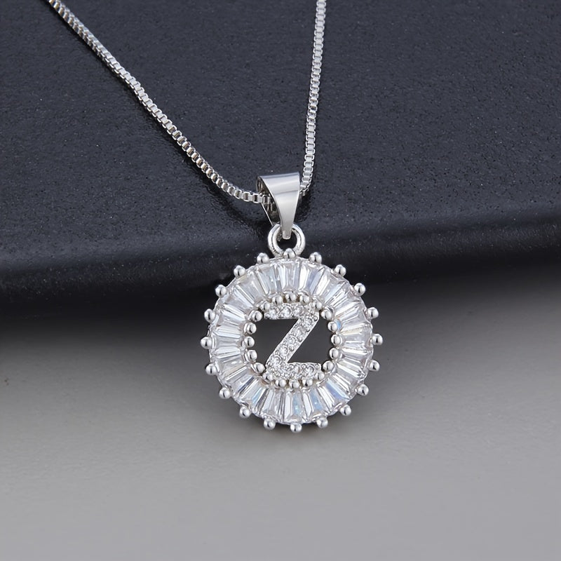 Colar de Zirconia com Letra Inicial em Ouro Branco