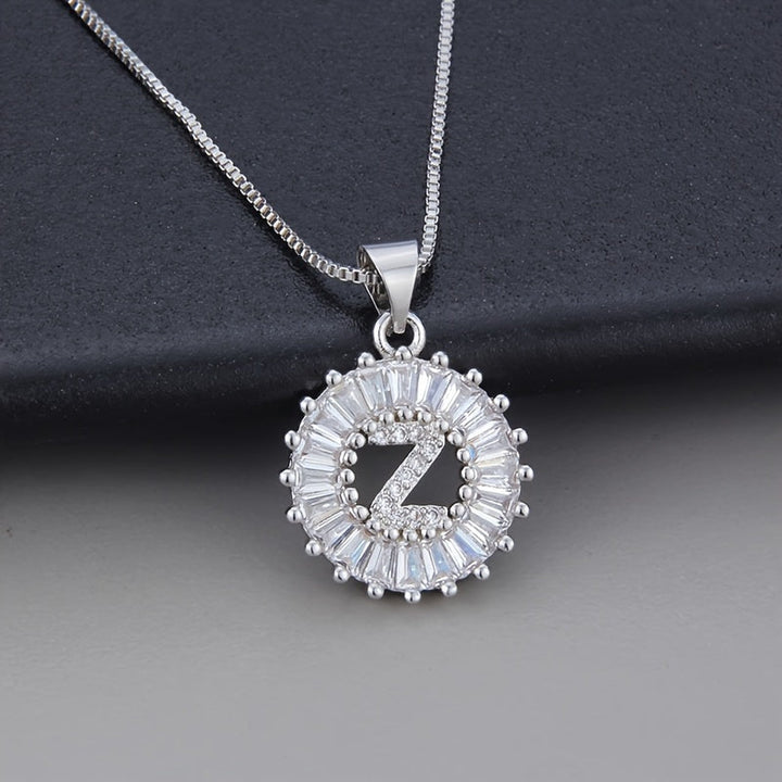 Colar de Zirconia com Letra Inicial em Ouro Branco