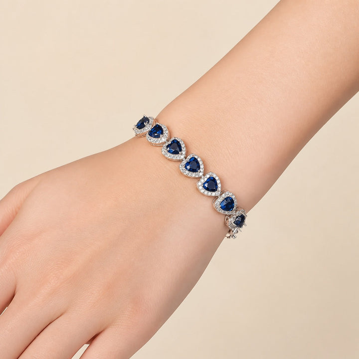 Pulseira de Prata Coração de Safira