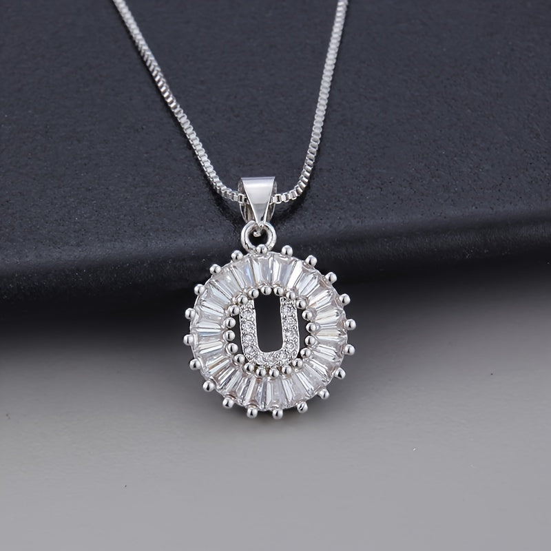 Colar de Zirconia com Letra Inicial em Ouro Branco