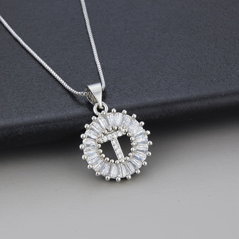 Colar de Zirconia com Letra Inicial em Ouro Branco