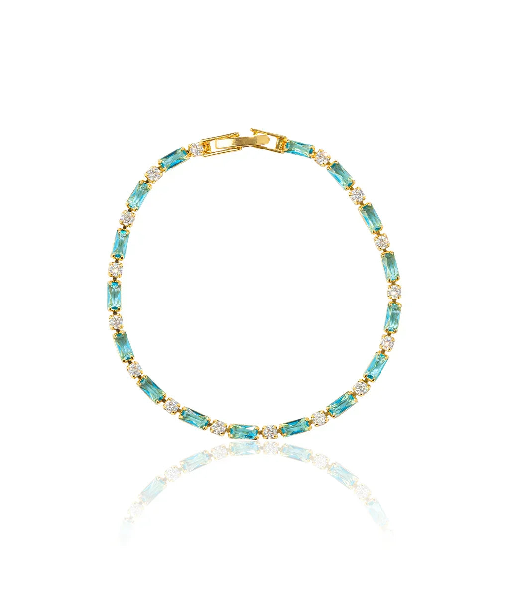 Pulseira de Turquesa Natural Dourada Atemporal