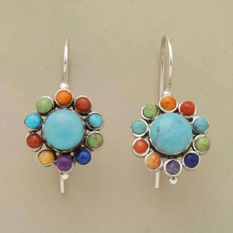 Brincos de Argola Turquesa Multi-Cores Chic