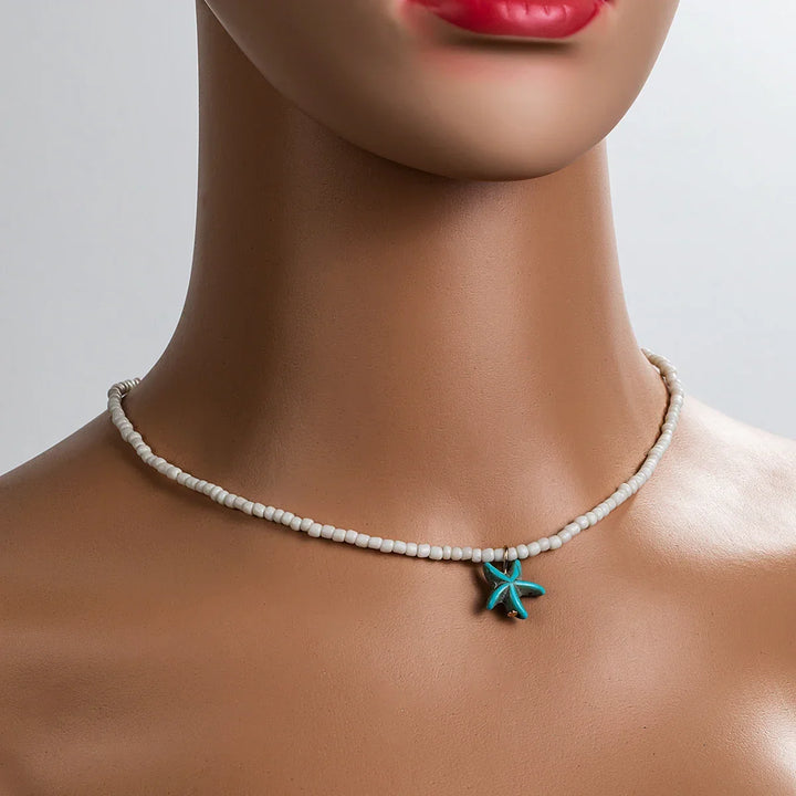 Colar de Estrela do Mar Turquesa Chic