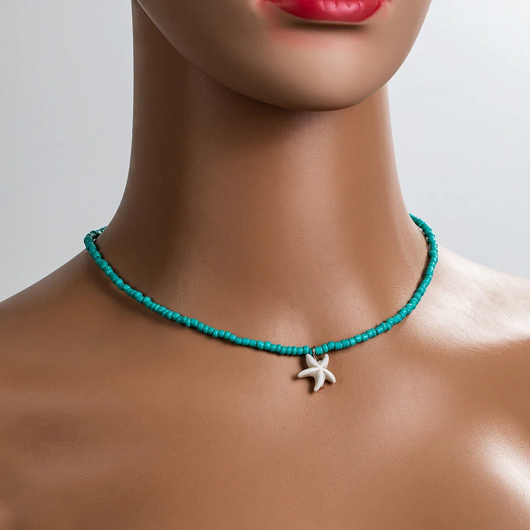 Colar de Estrela do Mar Turquesa Chic