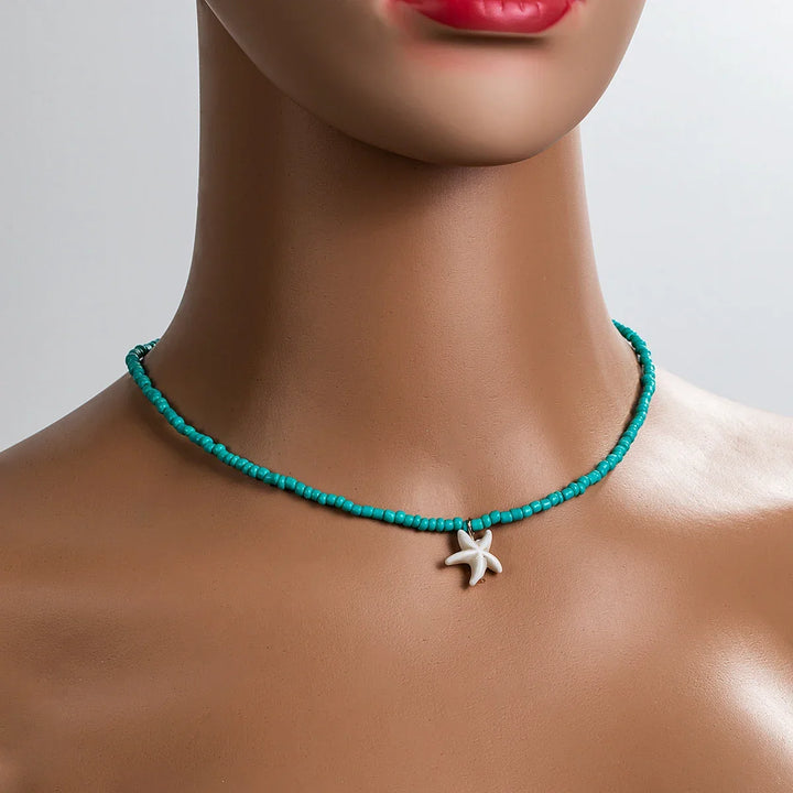 Colar de Estrela do Mar Turquesa Chic