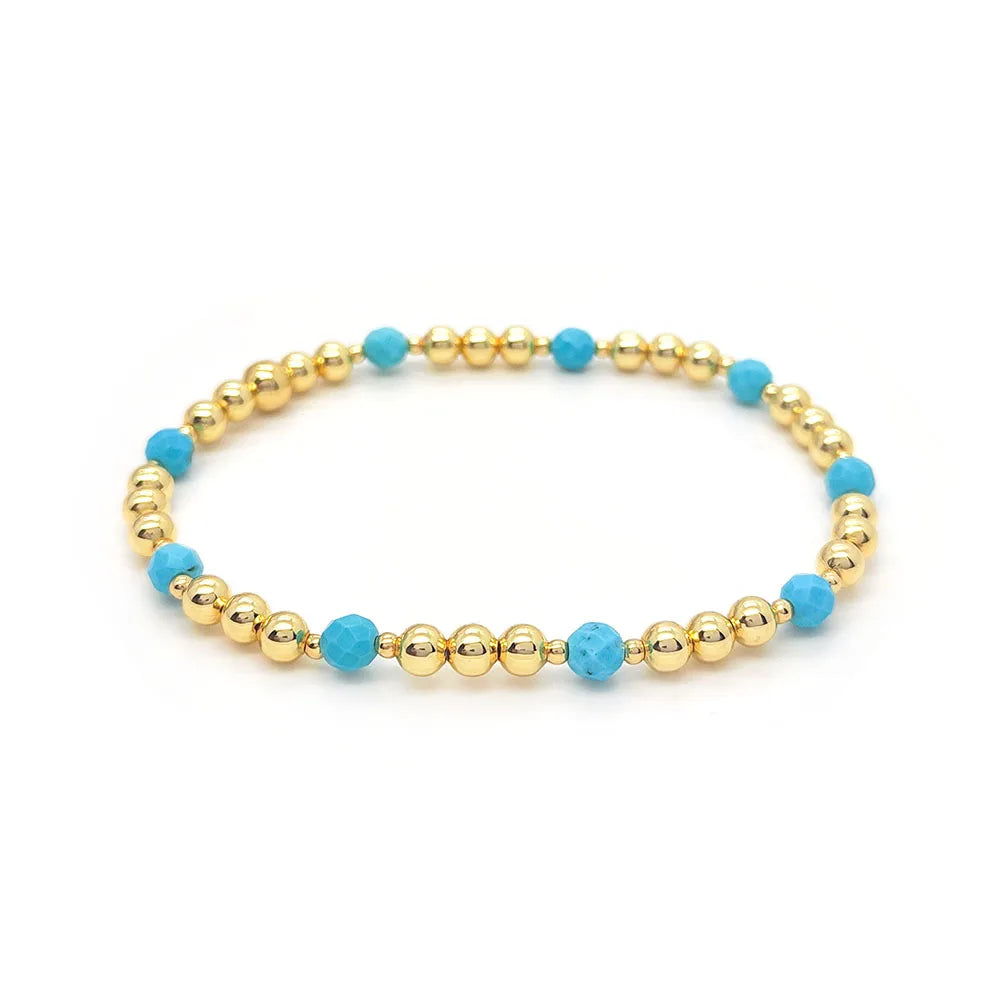 Pulseira de Charme Cruz em Pérolas Turquesa Vintage