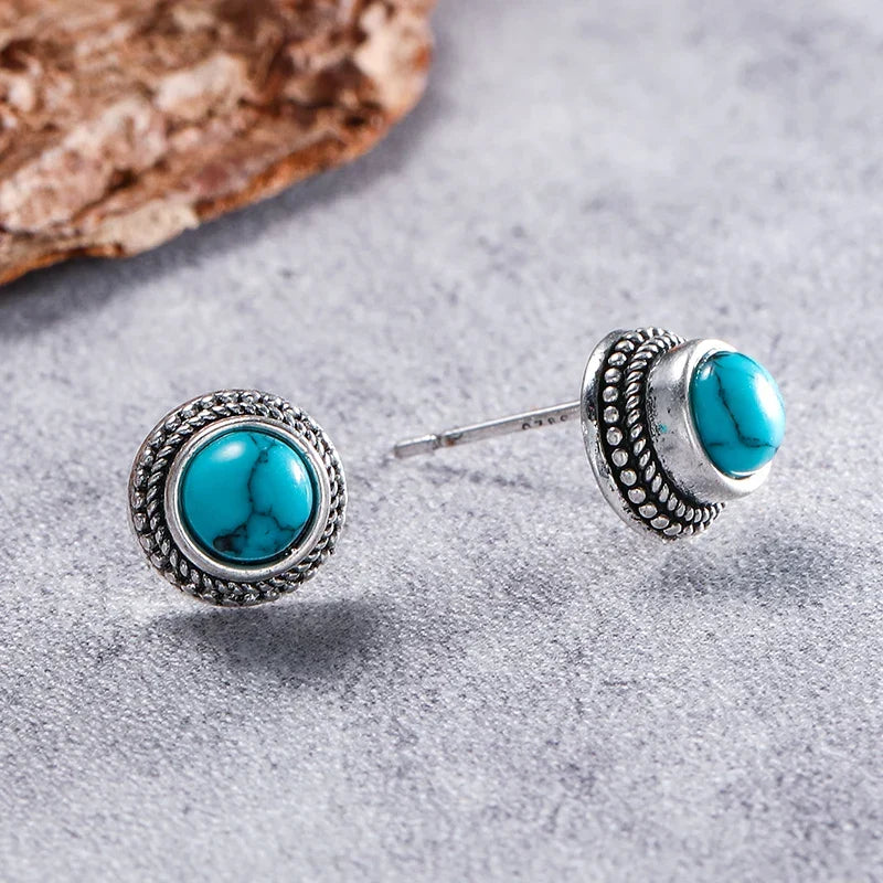 Brincos de Pino de Imitação de Turquesa Vintage Boémio