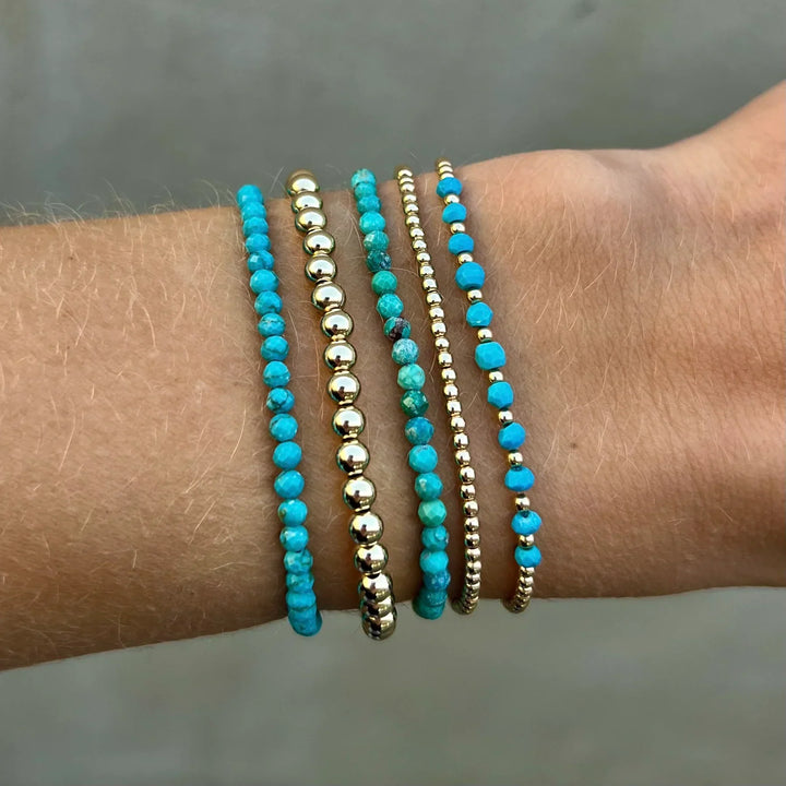 Pulseira de Contas de Turquesa em Ouro 18K Chic
