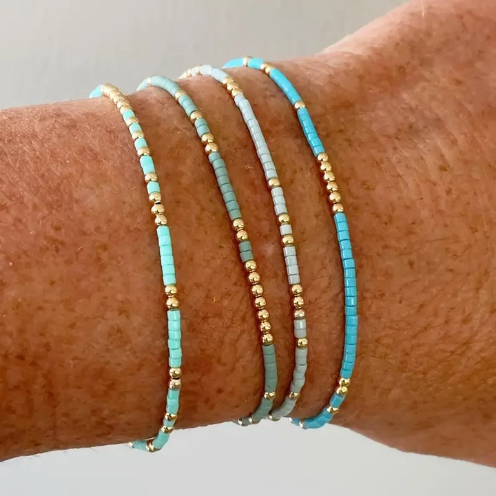 Conjunto de Pulseiras de Contas Turquesa Boémia Chic