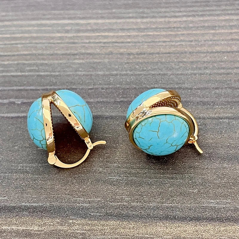 Brincos de Pino Geométricos Vintage Elegantes em Turquesa