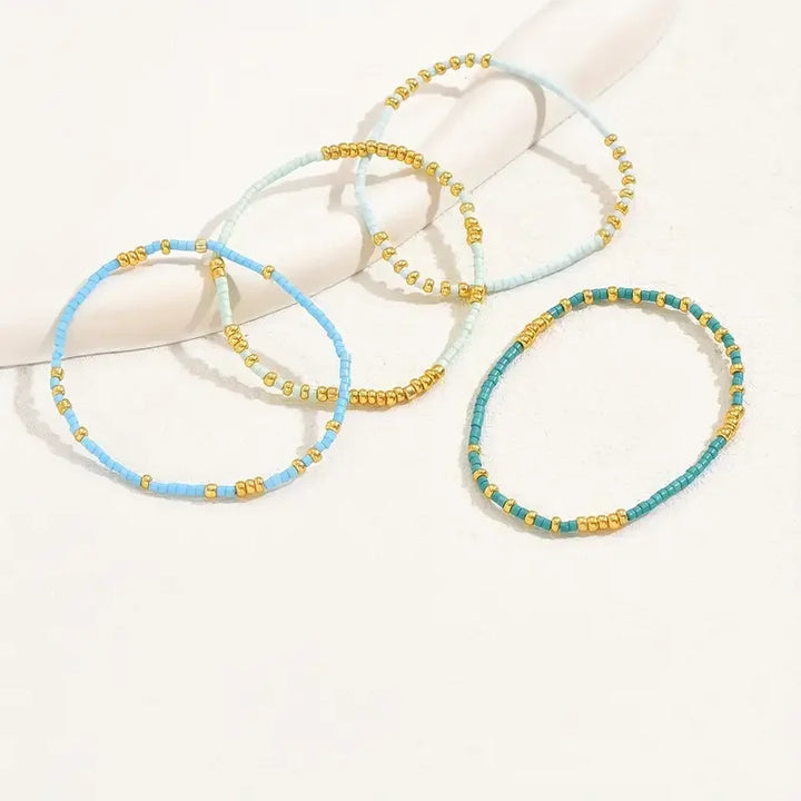 Conjunto de Pulseiras de Contas Turquesa Boémia Chic