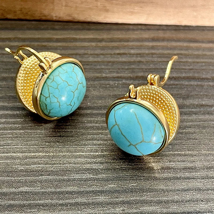 Brincos de Pino Geométricos Vintage Elegantes em Turquesa