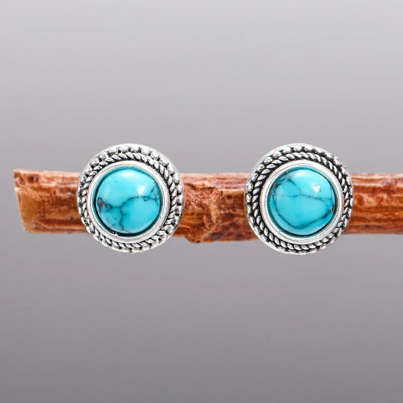 Brincos de Pino de Imitação de Turquesa Vintage Boémio