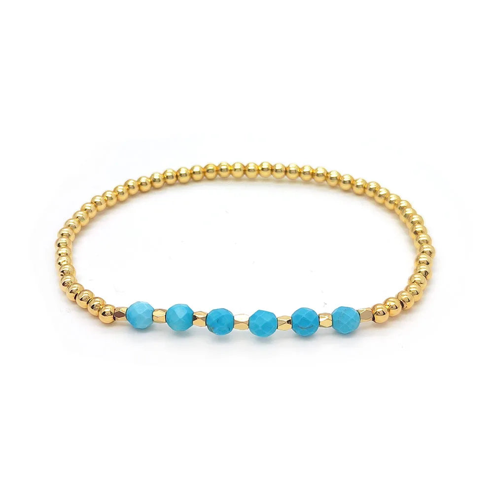Pulseira de Charme Cruz em Pérolas Turquesa Vintage