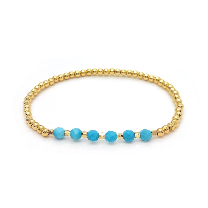 Pulseira de Charme Cruz em Pérolas Turquesa Vintage