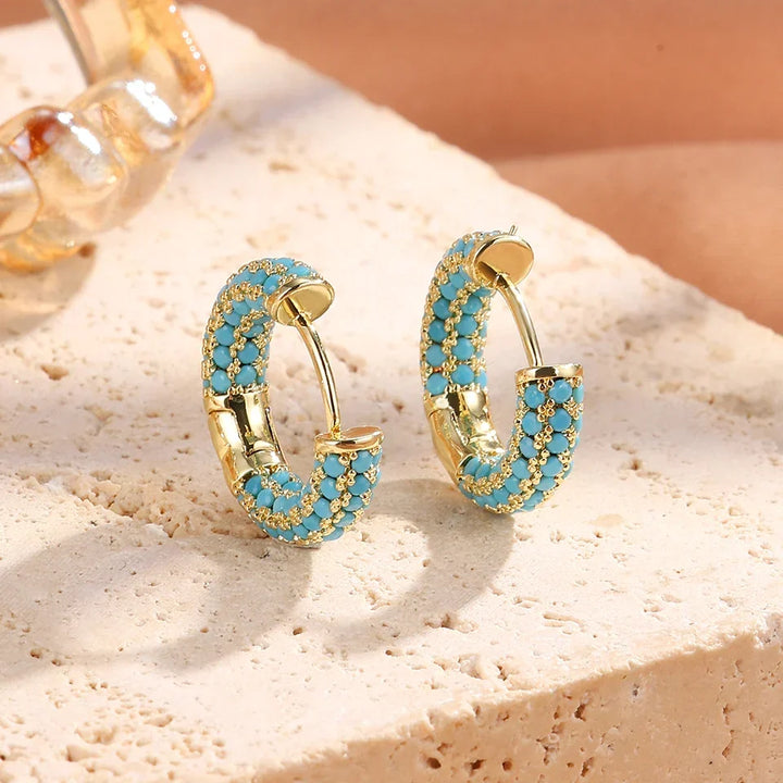 Brincos de Argola em Turquesa Chic