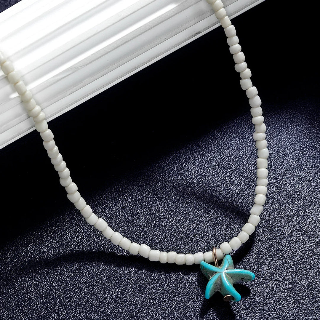 Colar de Estrela do Mar Turquesa Chic