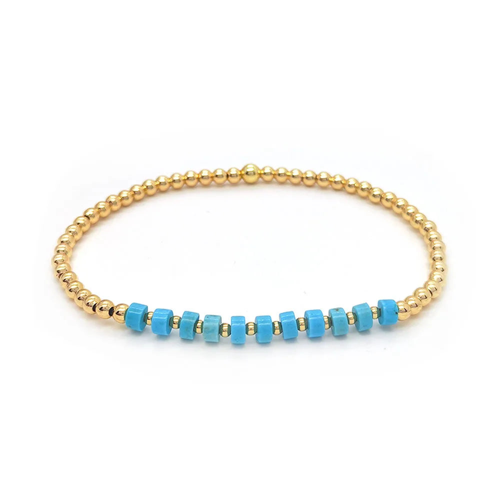 Pulseira de Charme Cruz em Pérolas Turquesa Vintage