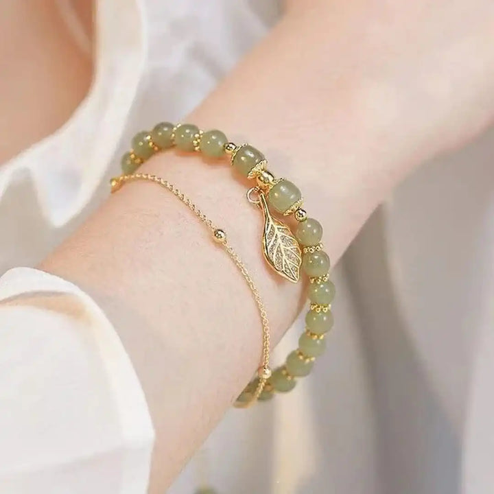 Bracelete Exquisito de Jade Verde Dourado