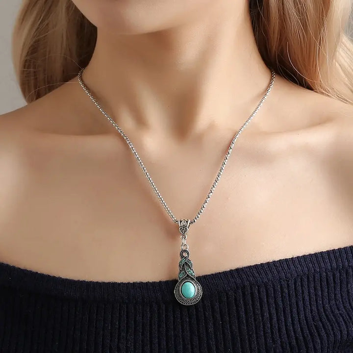 Conjunto de Joias Vintage em Pedras Turquesa