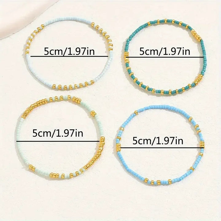 Conjunto de Pulseiras de Contas Turquesa Boémia Chic