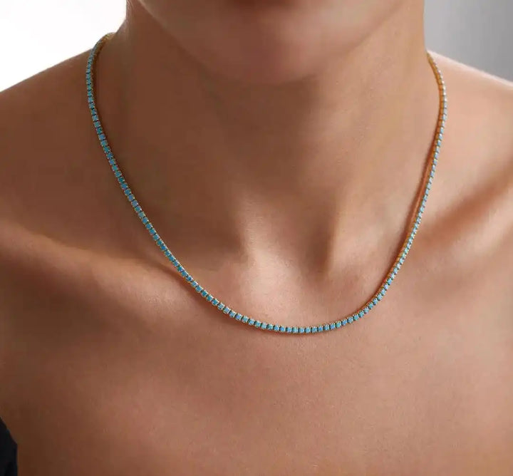 Colar de Pedra Turquesa Vintage em Ouro