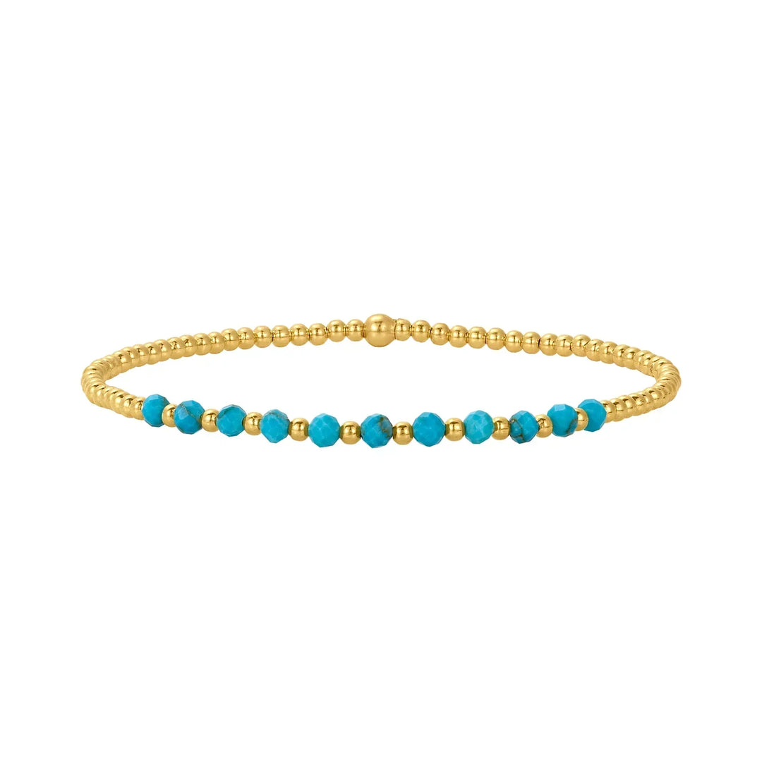 Pulseira de Contas de Turquesa em Ouro 18K Chic