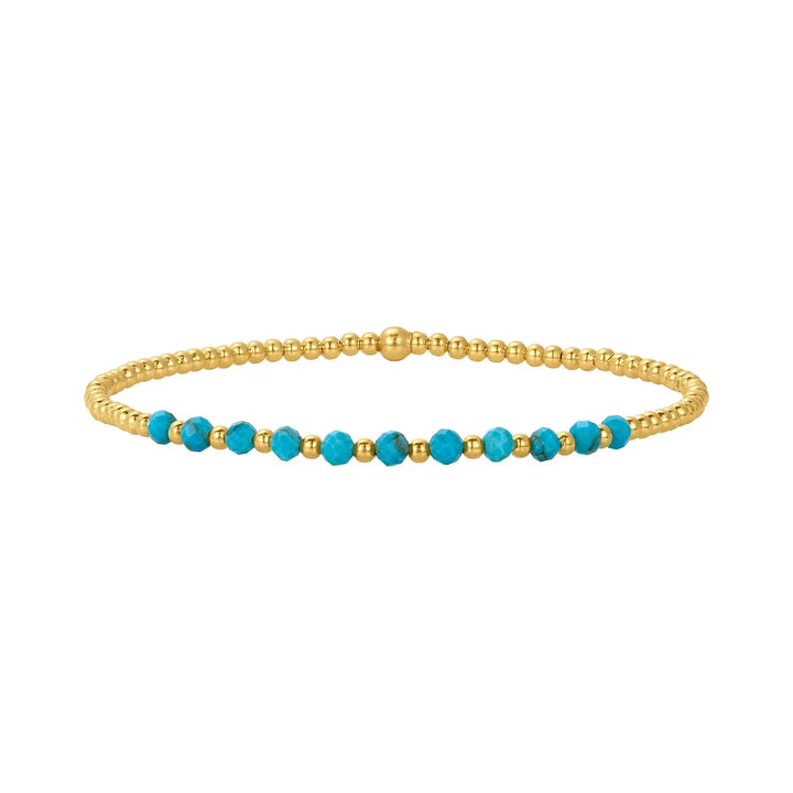Pulseira de Contas de Turquesa em Ouro 18K Chic