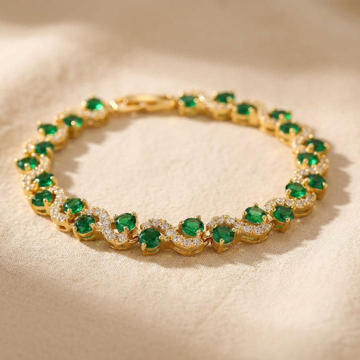 Pulseira de Ouro com Cristal Esmeralda