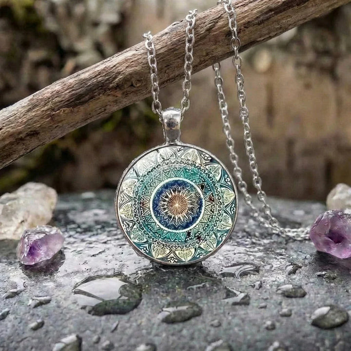 Colar Mandala Azul Intricado