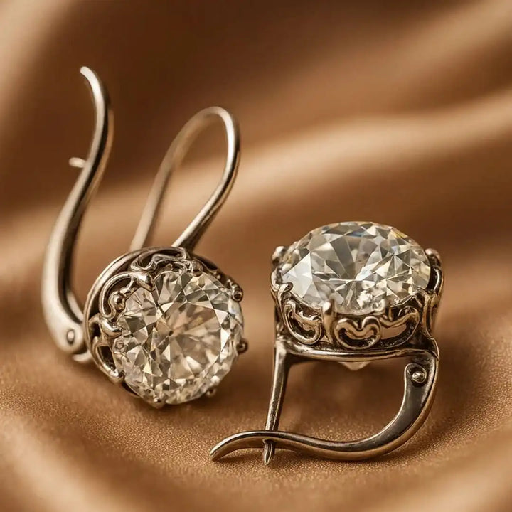 Brincos de Zircónia Prateados Vintage Luxe