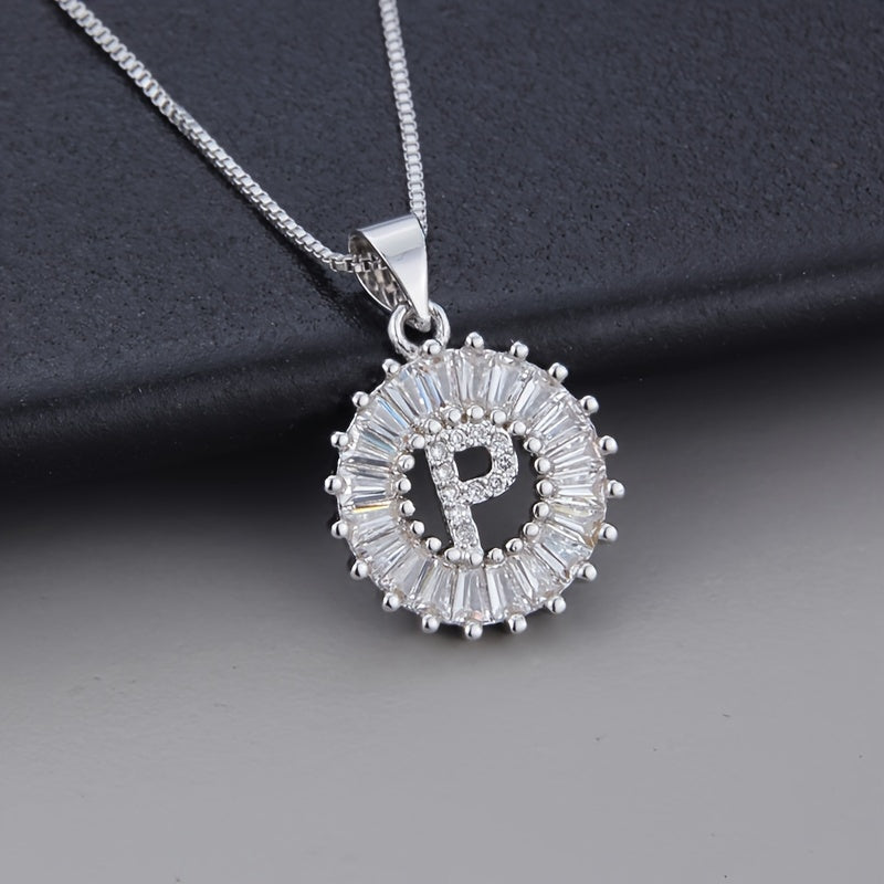 Colar de Zirconia com Letra Inicial em Ouro Branco