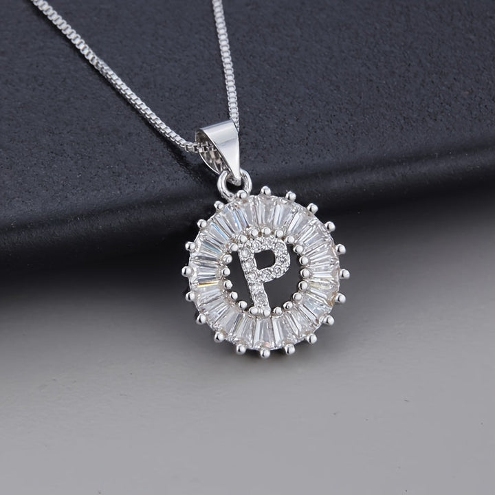 Colar de Zirconia com Letra Inicial em Ouro Branco