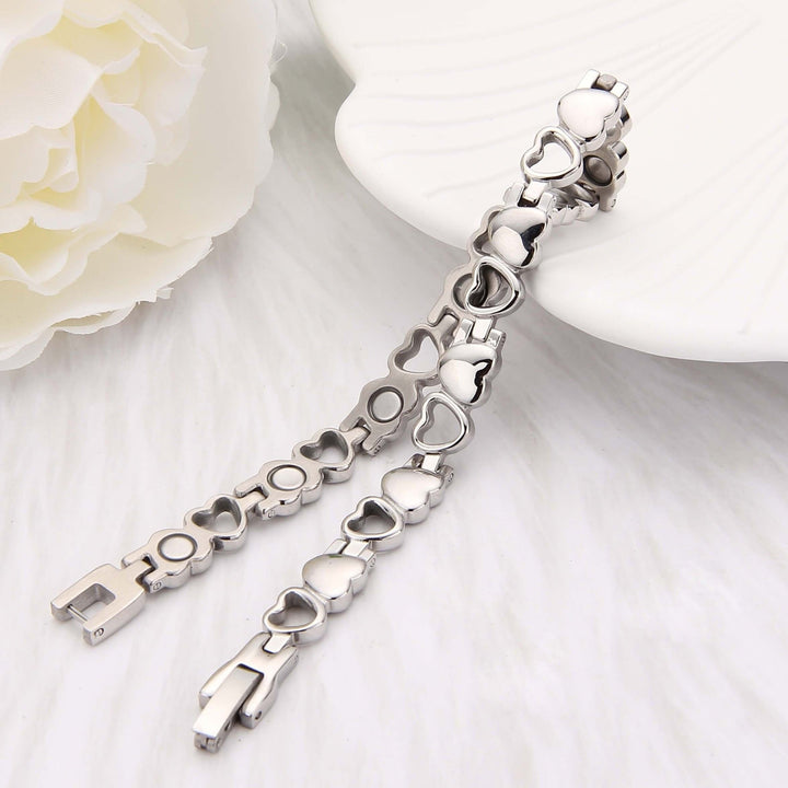 Pulseira Elegante de Coração em Ouro Branco