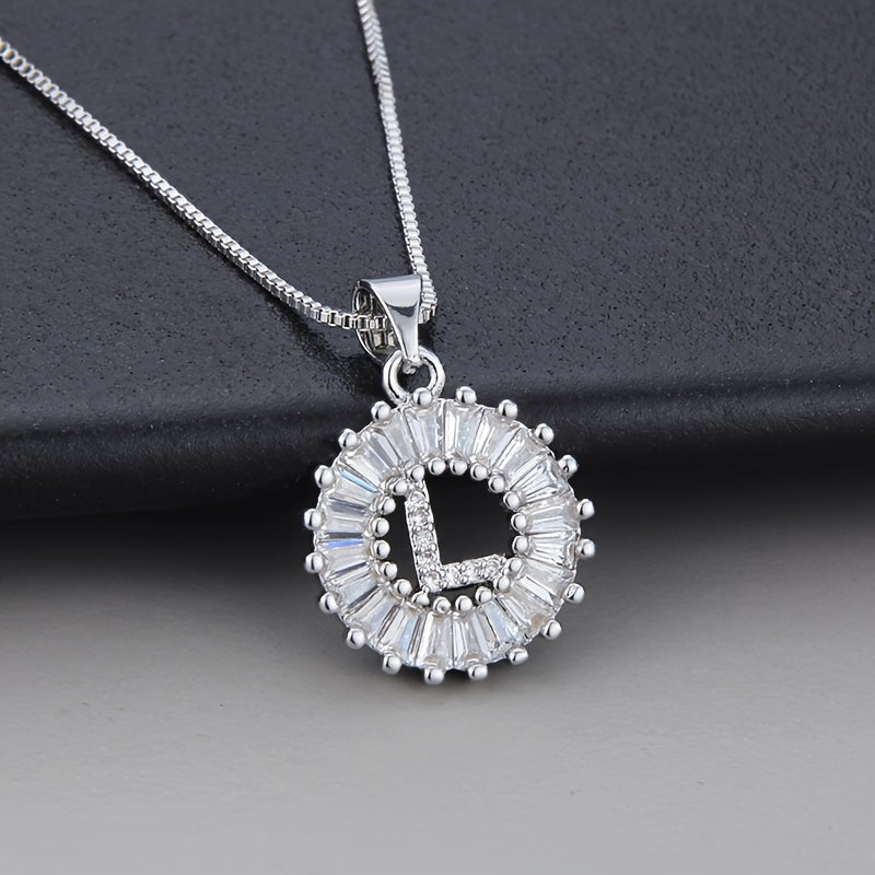 Colar de Zirconia com Letra Inicial em Ouro Branco