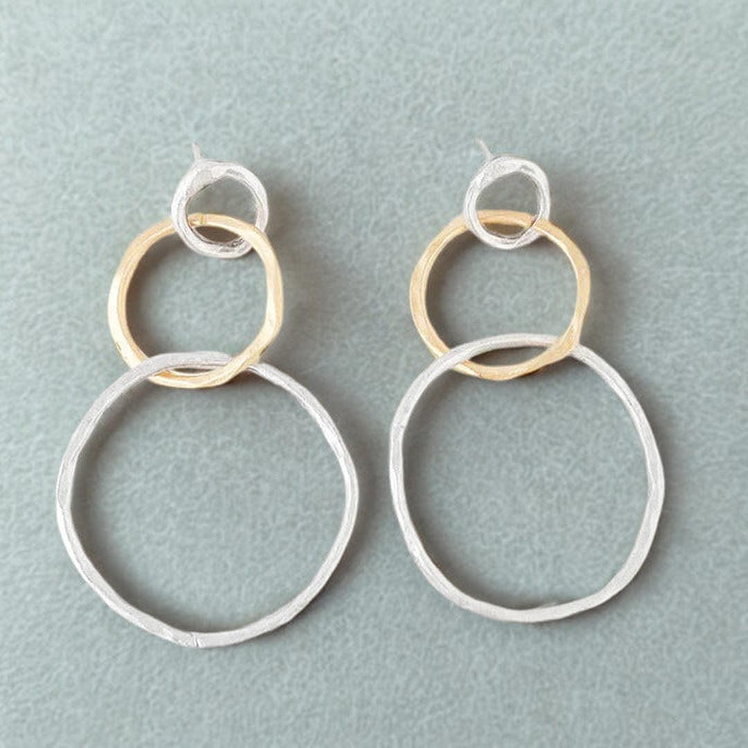 Brincos de Argola Vintage em Ouro e Prata